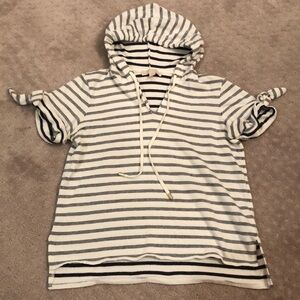 MICHAEL Michael Kors Gray and White Striped Hoodie